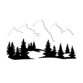 Wallity Nature And Mountain - 2 Escultura de pared de metal en blanco y negro